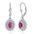Premium Royal Ruby and White Zircon Lever Back Earrings in Platinum Over Sterling Silver 2.35 ctw - Sticky add to cart bar