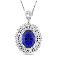 Chairman Vault Collection Certified & Appraised Rhapsody 950 Platinum AAAA Tanzanite and E-F VS Diamond Pendant Necklace 18 Inches 23.70 Grams 26.84 ctw