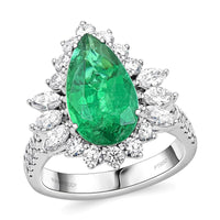 Certified & Appraised Chairman’s Signature Collection Rhapsody 950 Platinum AAAA Kegam Zambian Emerald and E-F VS Diamond Ring (Size 7.0) 10.41 Grams 5.26 ctw