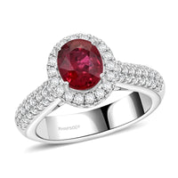 Chairman Vault Collection Certified & Appraised Rhapsody 950 Platinum AAAA Montepuez Ruby, Diamond (E-F, VS) (1.22 cts) Ring (Size 7.0) (11.60 g) 3.35 ctw