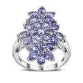 Tanzanite Floral Ring in Platinum Over Sterling Silver 3.60 ctw - Sticky add to cart bar
