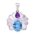 Bali Legacy White Shell Pearl, African Amethyst and Sky Blue Topaz 7.00 ctw Pendant without Chain in Sterling Silver - Sticky add to cart bar