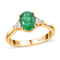 Certified & Appraised Iliana 18K Yellow Gold AAA Kagem Zambian Emerald and SI Diamond Ring (Size 10.0) 1.45 ctw - Sticky add to cart bar
