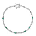 AAA Kagem Zambian Emerald and Diamond Bracelet in Platinum Over Sterling Silver (7.25 In) 1.00 ctw - Sticky add to cart bar