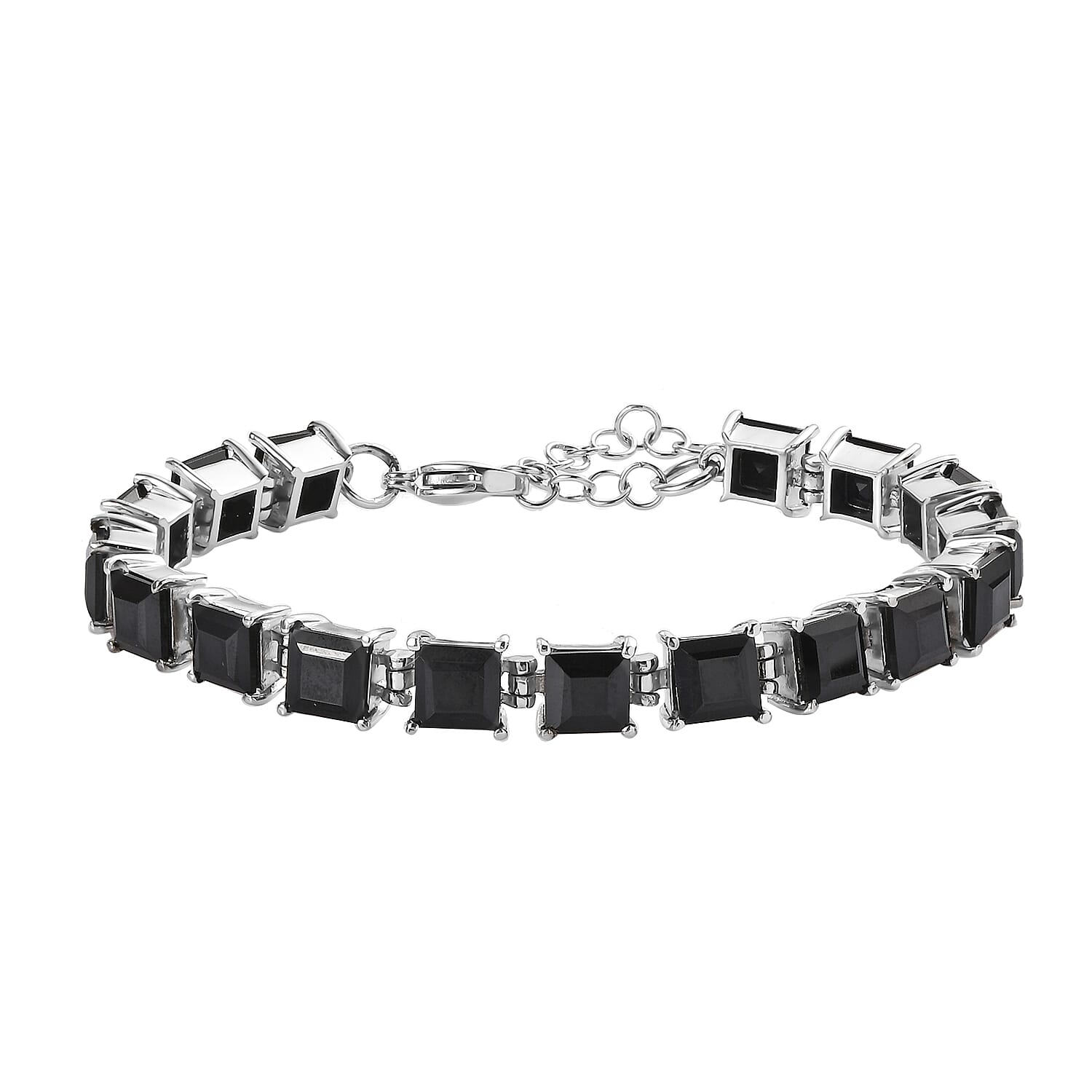 Thai Black Spinel Bracelet in Stainless Steel (6.50-8.0In) 28.50 ctw