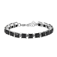 Thai Black Spinel Bracelet in Stainless Steel (6.50-8.0In) 28.50 ctw
