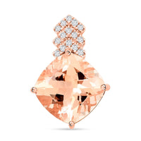 Luxoro 10K Rose Gold AAA Marropino Morganite and G-H I2 Diamond Pendant without Chain 3.70 ctw