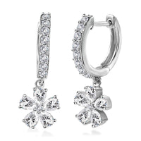 Moissanite Floral Earrings in Platinum Over Sterling Silver 2.10 ctw