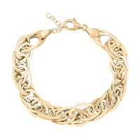 Italian 10K Yellow Gold Grandissimo Mirror Torchon Bracelet (7-8In) 7.10 Grams