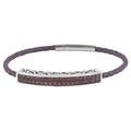 Orissa Rhodolite Garnet and Multi Row Black Genuine Leather Statement Bracelet in Sterling Silver (6.50 In) 4.25 ctw - Sticky add to cart bar
