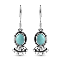 Artisan Crafted Sierra Nevada Turquoise Earrings in Black Oxidized Sterling Silver 2.40 ctw