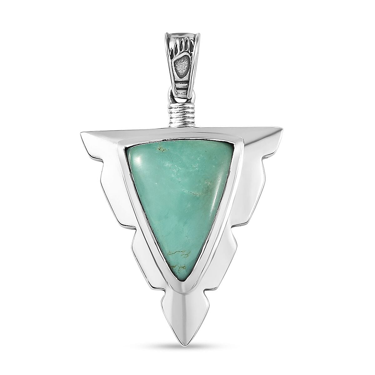 D'Joy Artisan Crafted Sierra Nevada Turquoise Arrow Head Men's Pendant without Chain in Black Oxidized Sterling Silver 9.80 ctw