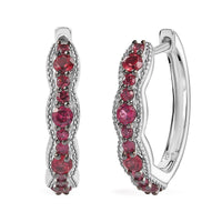 Tanzanian Wine Garnet Huggie Hoop Earrings in Rhodium Over Sterling Silver 1.40 ctw