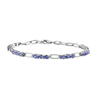 Tanzanite Paper Clip Bracelet in Rhodium Over Sterling Silver (7.25 In) 3.00 ctw