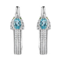 GP Trionfo Collection Betroka Blue Apatite and Multi Gemstone Earrings in Rhodium Over Sterling Silver 1.90 ctw