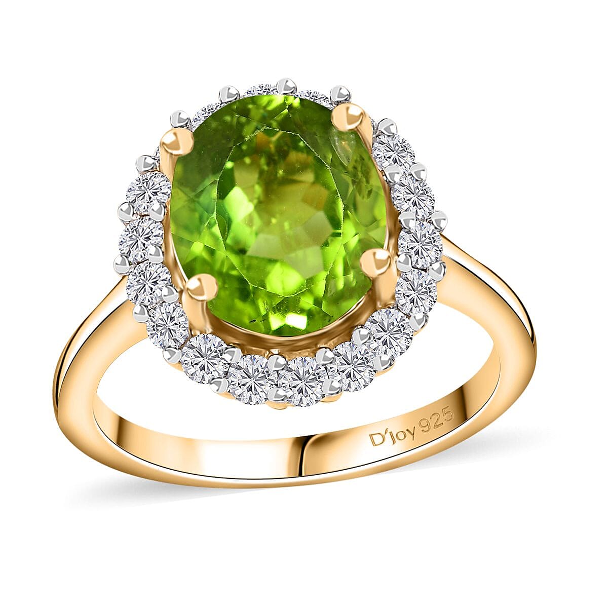 Epic Deal Peridot, Moissanite Ring in 18K Vermeil YG Over Sterling Silver (Size 6.0) 4.30 ctw