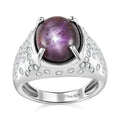 Indian Star Ruby and Moissanite Starry Night Ring in Rhodium Over Sterling Silver 9.10 ctw - Sticky add to cart bar