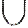 JCK Deal Elite Shungite with Multi Gemstone 7 Chakra Beaded Necklace 20 Inches in Rhodium Over Sterling Silver 156.50 ctw