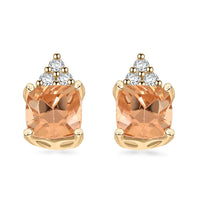 Certified & Appraised Luxoro 10K Yellow Gold AAA Imperial Topaz and I2 Diamond Earrings 1.60 ctw