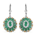 TLV Kagem Zambian Emerald, White Zircon Lever Back Earrings in 18K Vermeil YG and Rhodium Over Sterling Silver 5.30 ctw - Sticky add to cart bar