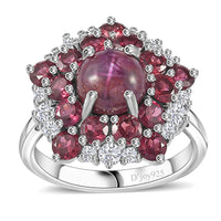 Indian Ruby Multi Gemstone Ring in Rhodium Over Sterling Silver 6.40 ctw