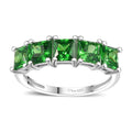 Simulated Green Diamond 5 Stone Ring in Sterling Silver (Size 10.0) 2.65 ctw - Sticky add to cart bar