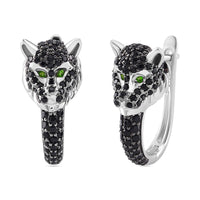 Thai Black Spinel and Chrome Diopside Dragon Fancy Earrings in Sterling Silver 1.30 ctw
