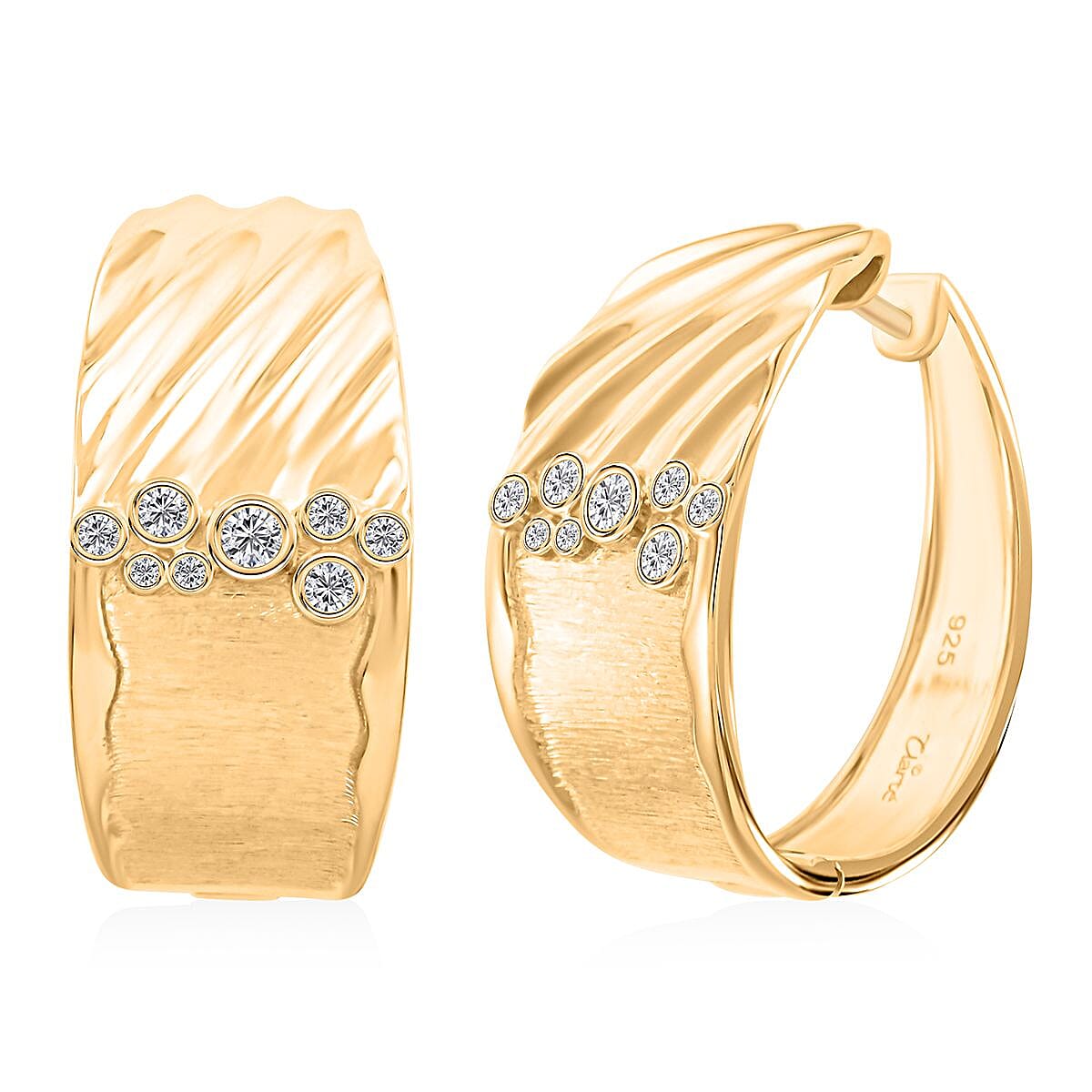 Clarte Kalidoscope Collection Moissanite Hoop Earrings in Vermeil YG Over Sterling Silver 0.40 ctw
