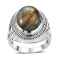 Karis Malagasy Labradorite Men's Ring in Platinum Bond (Size 10.0) 10.25 ctw - Sticky add to cart bar