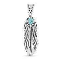 Santa Fe Style Turquoise Pendant in Sterling Silver 3.00 ctw
