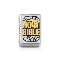 A Bible Charm in 14K YG Over and Black Oxidized Sterling Silver