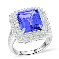 Jubilee Certified & Appraised Rhapsody 950 Platinum AAAA Tanzanite and E-F VS Diamond Ring (Size 10.0) 9.90 Grams 7.60 ctw