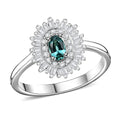 Premium Pirineu Lagoon Tourmaline, Diamond (0.31 cts) Sunrays Ring in Rhodium Over Sterling Silver (Size 6.0) 0.55 ctw - Sticky add to cart bar