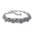 D'Joy Tanzanite 8.50 ctw Toggle Clasp Floral Bracelet in 18K Vermeil YG and Rhodium Over Sterling Silver (6.50-8.0In) - Sticky add to cart bar