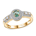 Boyaca Colombian Emerald, White Zircon Ring in 18K Vermeil YG Over Sterling Silver (Size 10.0) 1.30 ctw - Sticky add to cart bar