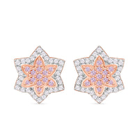 Natural Pink and White Diamond I3 0.50 ctw Floral Earrings in Vermeil Rose Gold Over Sterling Silver