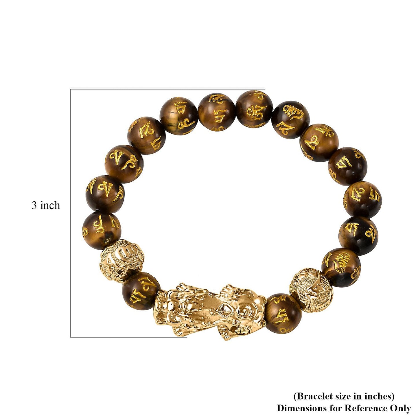 Feng Shui Black Obsidian Carved Beaded Bracelet in Goldtone 6.50 Inches 138.00 ctw