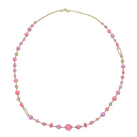 Pink Glass Beaded Necklace in Goldtone 36-38 Inches