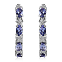 D'Joy Tanzanite and White Zircon 2.00 ctw Celestial Earrings in Rhodium Over Sterling Silver