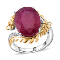 Niassa Ruby (FF), Moissanite Dragon Ring in Rhodium Sterling Silver (Size 10.0) 14.90 ctw