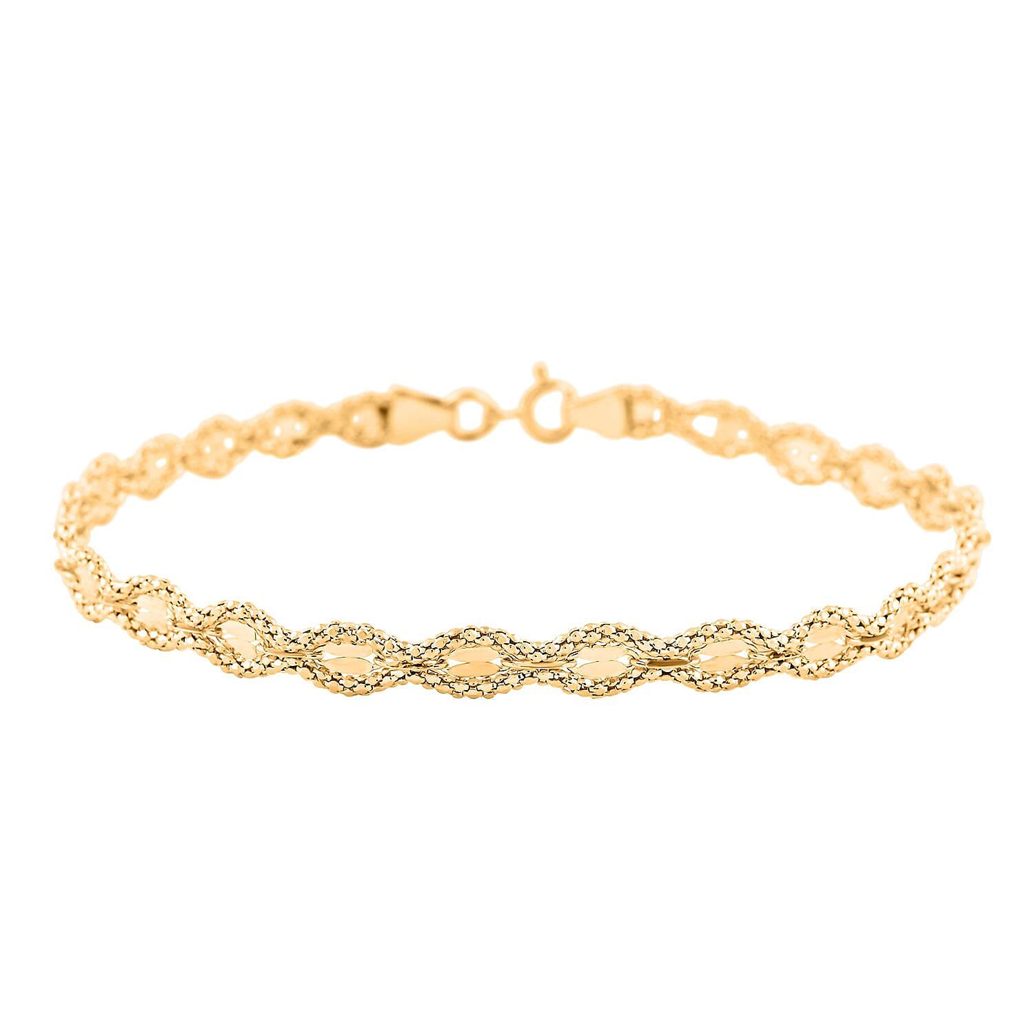 Italian 5mm Glitter Link Bracelet in 14K Yellow Gold (7.50 In) 3.06 Grams