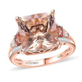 Luxoro AAA Marropino Morganite, Padparadscha Sapphire and G-H I2 Diamond 8.50 ctw Ring in 14K Rose Gold (Size 9.0) - Sticky add to cart bar