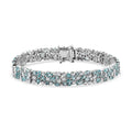 Madagascar Lagoon Apatite and Moissanite 12.85 ctw Ocean Bubble Bracelet in Rhodium Over Sterling Silver (6.50 In) - Sticky add to cart bar