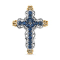 J Francis Embellished with Denim Blue Color Crystal by Swarovski Cross Pendant in 18K YG Plated and Platinum Bond - Sticky add to cart bar