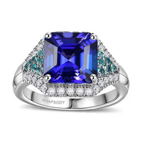Certified & Appraised Rhapsody 950 Platinum AAAA Tanzanite, Paraiba Tourmaline, Diamond (E-F, VS2) (0.45 cts) Ring (Size 6.0) (7.50 g) 4.37 ctw