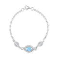 Blue Topaz and Simulated Diamond 2.15 ctw Bracelet in Sterling Silver (7.50 In) - Sticky add to cart bar