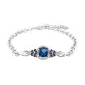London Blue Topaz, Simulated Blue and White Diamond Bracelet in Silvertone (8.00 In) 2.75 ctw - Sticky add to cart bar