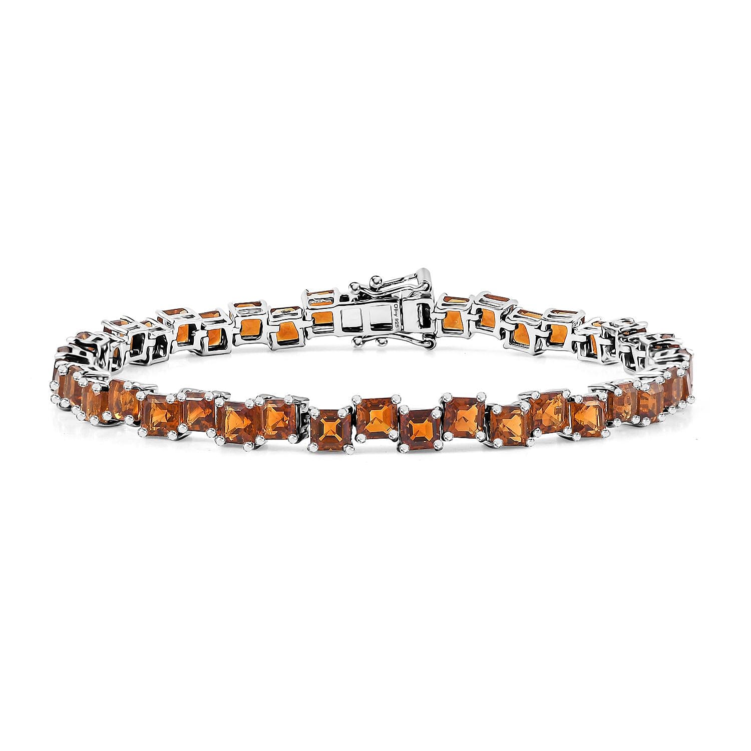 Brazilian Cherry Citrine 11.10 ctw Art Deco Bracelet in Rhodium Over Sterling Silver (7.25 In)