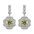 Yellow and White Moissanite 2.20 ctw Sunflower Earrings in Rhodium Over Sterling Silver - Sticky add to cart bar
