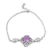 Brazilian Amethyst and Simulated Diamond 5.10 ctw Bracelet in Silvertone (8.00 In)